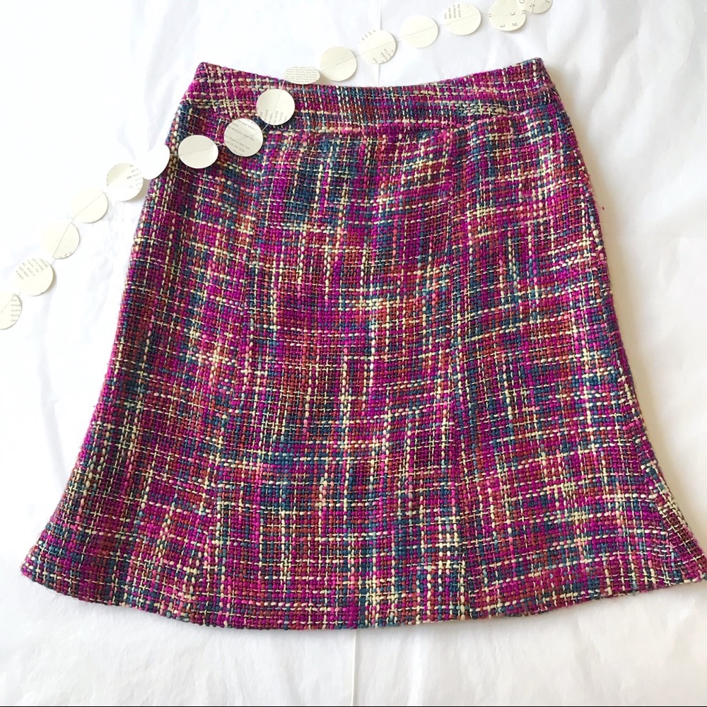 Tweed Skirt for Cool Weather in Weaved Bright Aubergine Fuchsia by Chadwicks